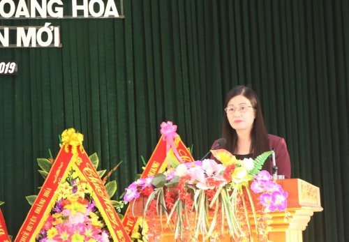 6. Đồng chí Đoàn Thị Hải  Phó Bí thư thường trực huyện ủy phát biểu chỉ đạo tại buổi lễ.JPG